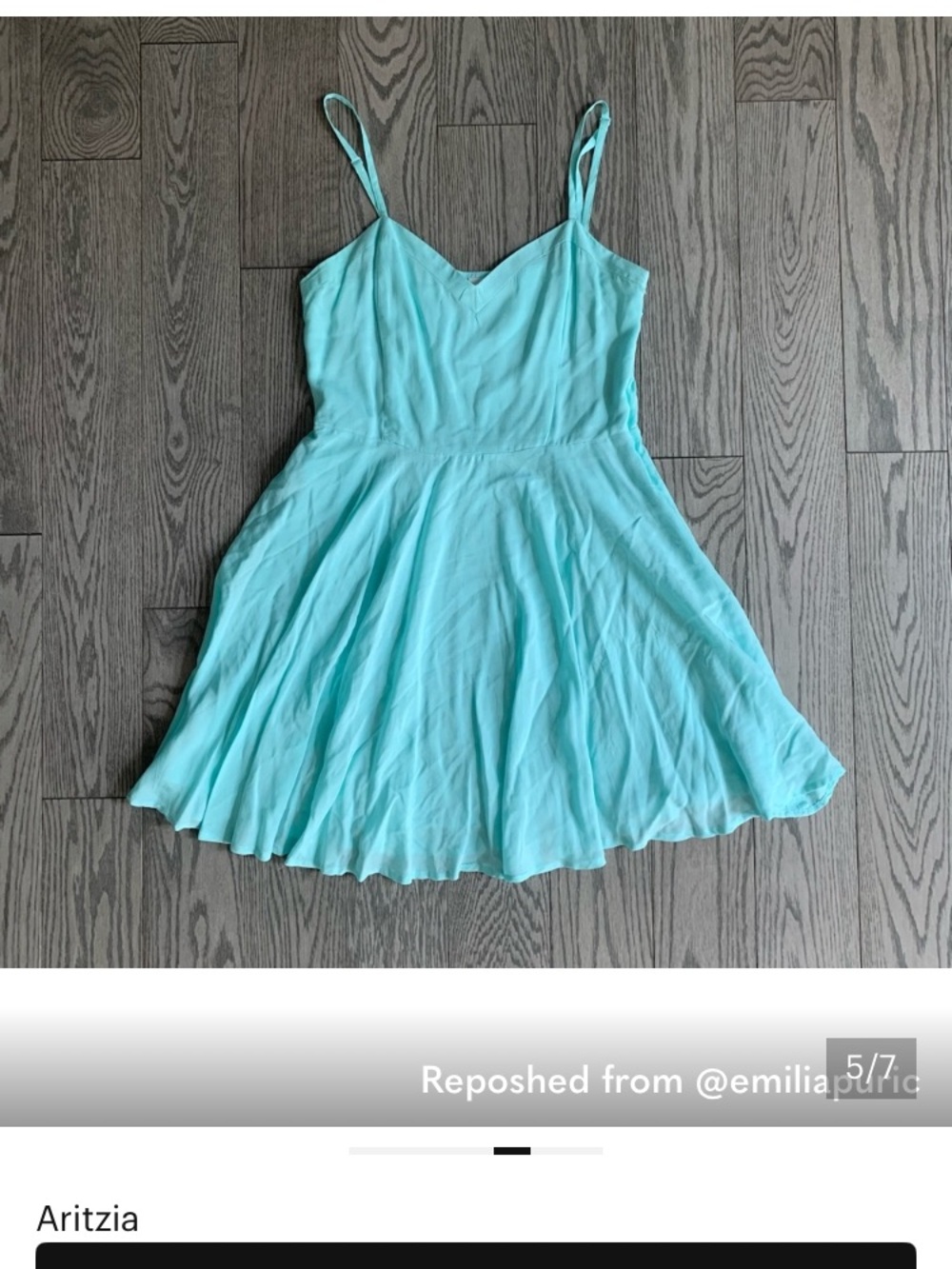 Aritzia Aqua Spaghetti Strap Skater Dress